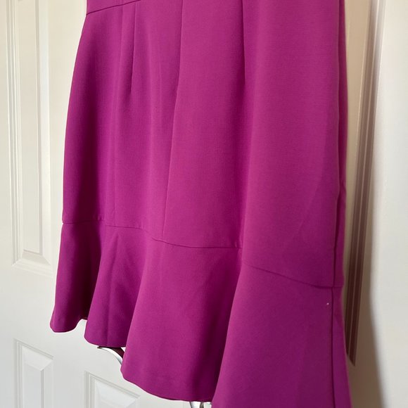 Ann Taylor Flounce Skirt Mock Neck Fuchsia Shift Dress - Sz. 14 - Picture 4 of 6